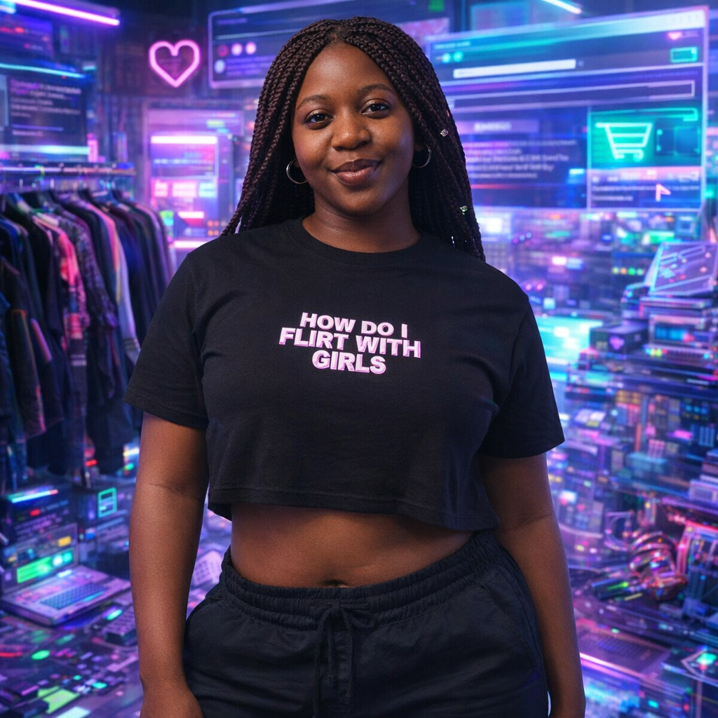 Flirt Query AI-generated lifestyle reference black crop top
