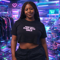 Flirt Query AI-generated lifestyle reference black crop top
