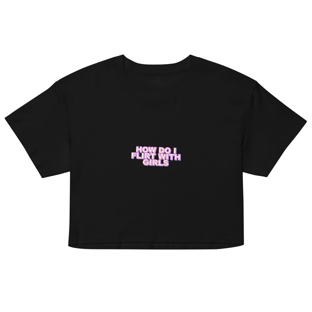 Flirt Query Printful product mockup black crop top
