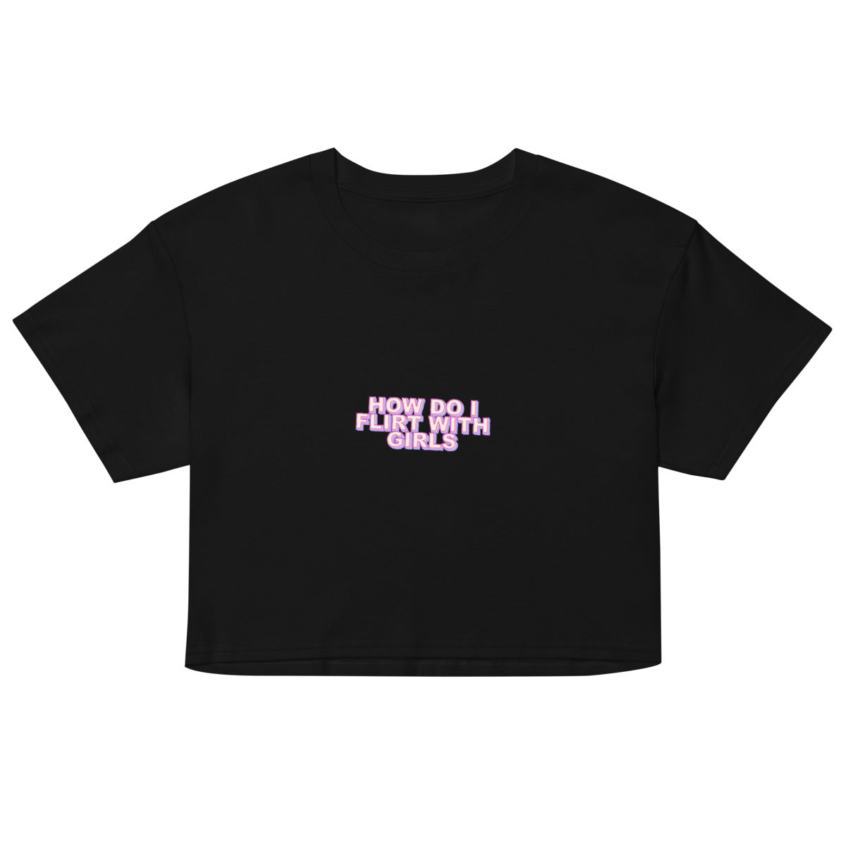 Flirt Query Printful product mockup black crop top